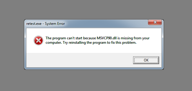 msvcp90.dll error