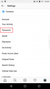 آموزش تغییر رمز عبور اکانت اینستاگرام